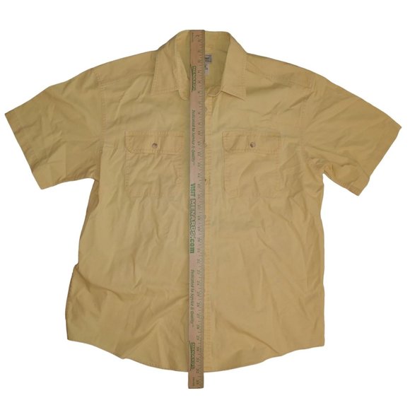 Mens LL Bean Yellow Button Up Collared Chest Pocket Short Sleeve Shirt SZ Large - Picture 5 of 9